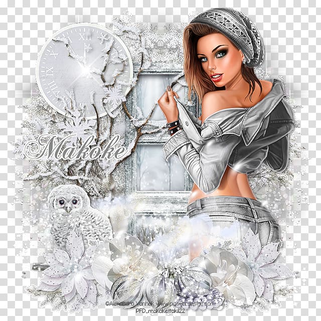 Fashion illustration Flower, winter tutorial transparent background PNG clipart