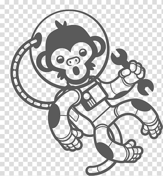 Astronaut Monkey Outer space Wall decal, Monkey astronaut transparent background PNG clipart