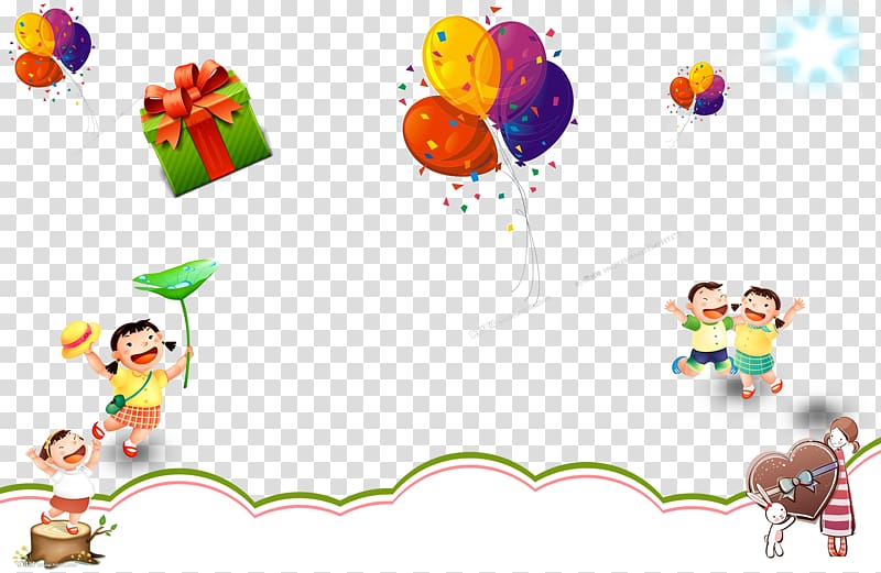 Balloon Gift Drawing Animation, Cartoon child gift balloon decoration background transparent background PNG clipart