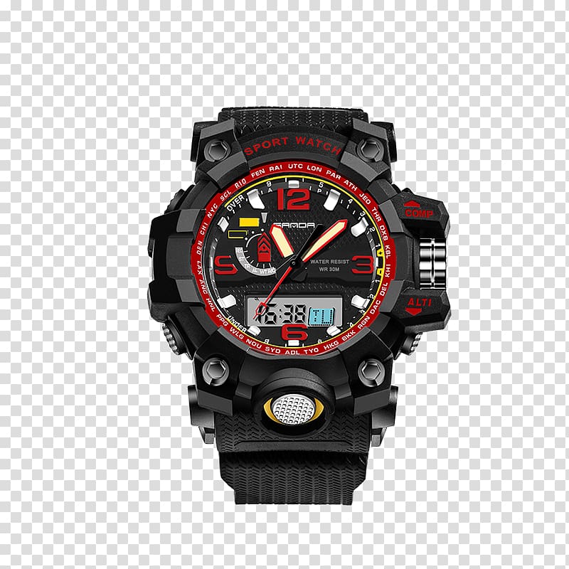 Watch Digital clock Fashion Water Resistant mark, sport watch transparent background PNG clipart