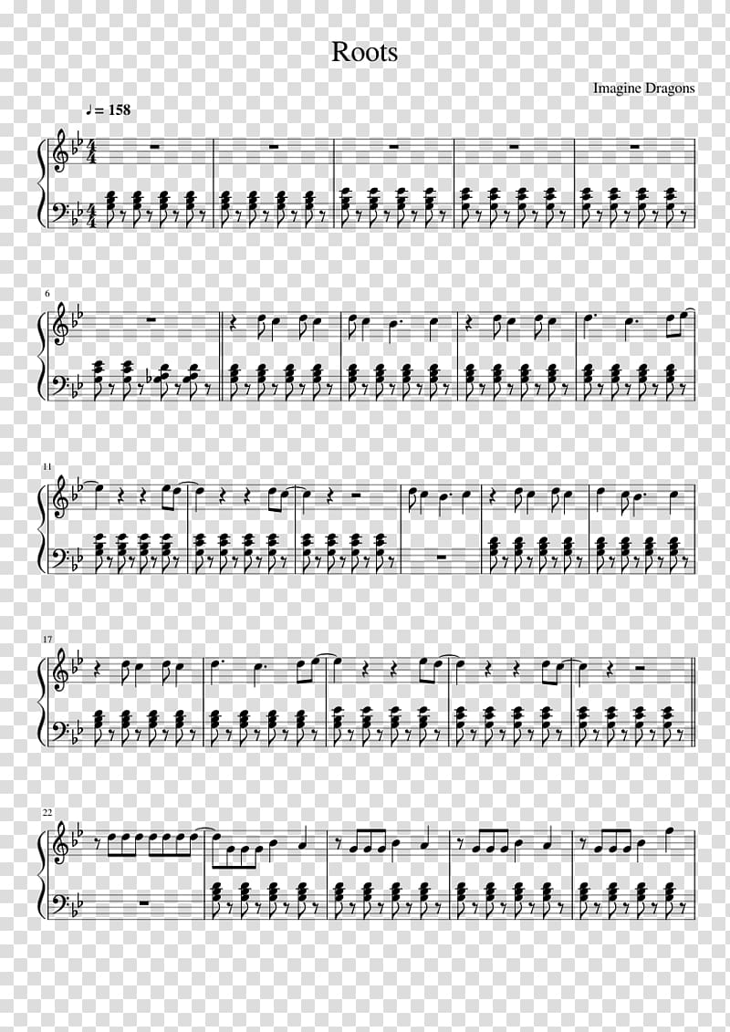 Imagine Dragons Sheet Music Piano Roots Song, Imagine dragons transparent background PNG clipart