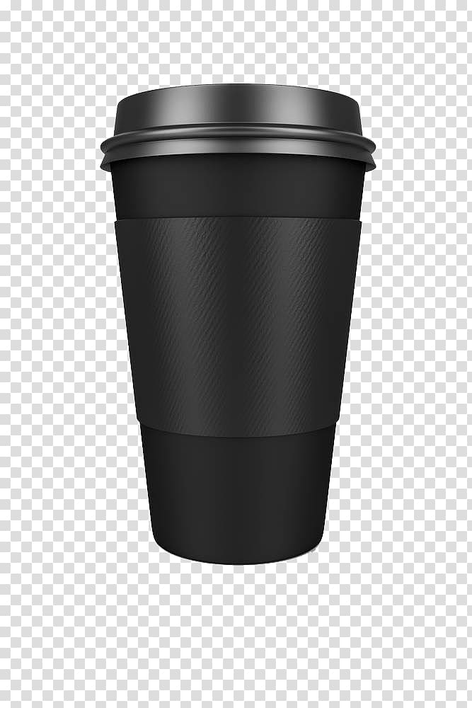 black plastic tumbler graphic art, Coffee cup Plastic Lid Mug, Creative black coffee cups transparent background PNG clipart
