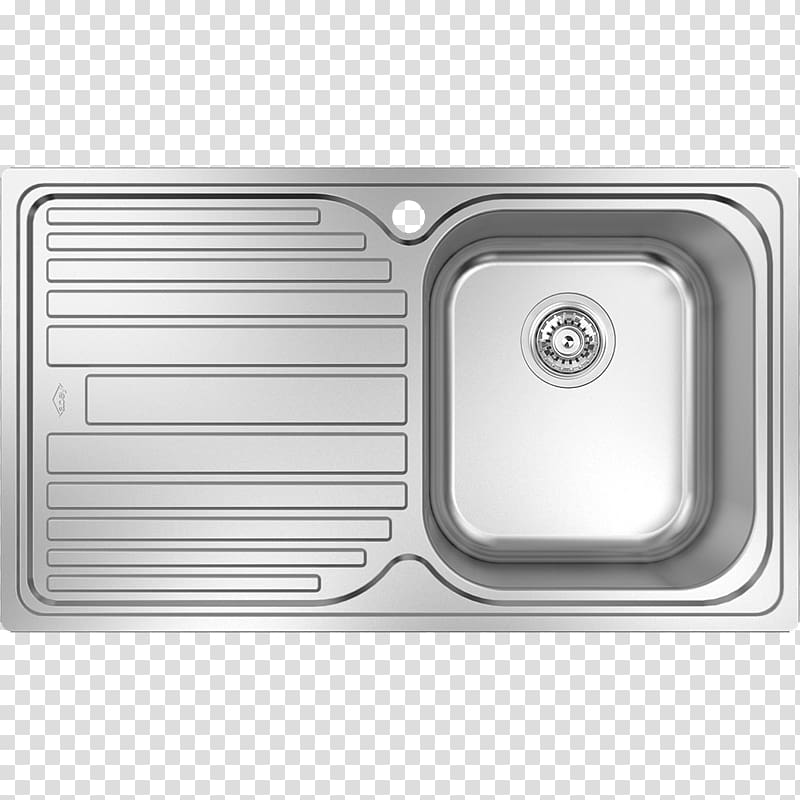 stainless steel sink, Sink Tap Countertop Plumbing Fixtures Stainless steel, top view furniture kitchen sink transparent background PNG clipart