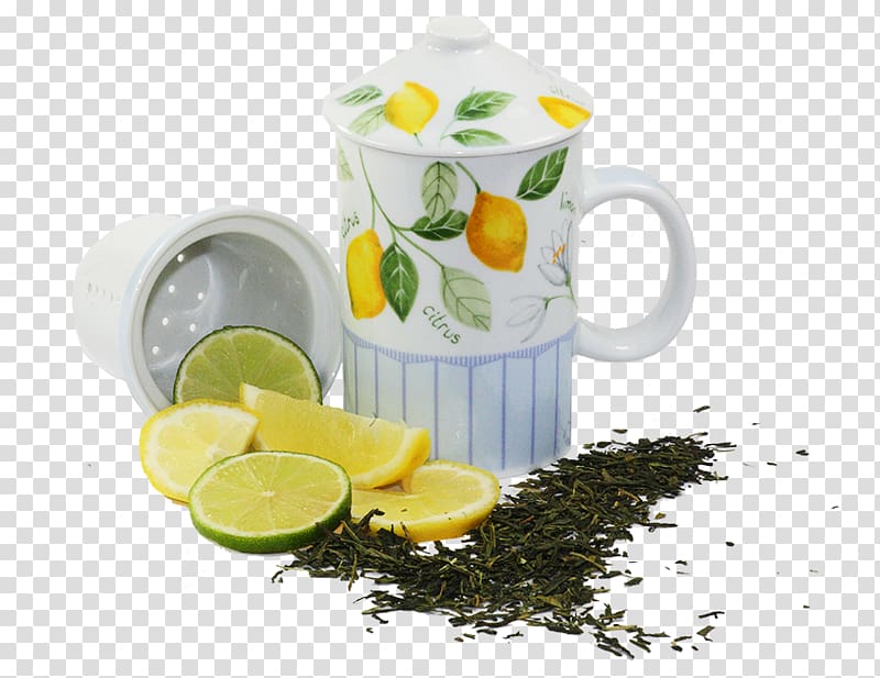 Lemon Lime Mug Cup, lemon and tea transparent background PNG clipart