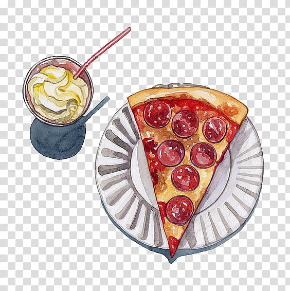 Pizza Food Watercolor painting Drawing Illustration, Pizza transparent background PNG clipart