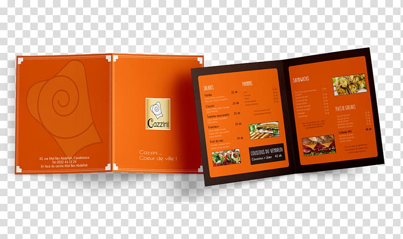 Agence de Communication Web Marrakech Graphic design CAZZINI, restaurant flyers transparent background PNG clipart