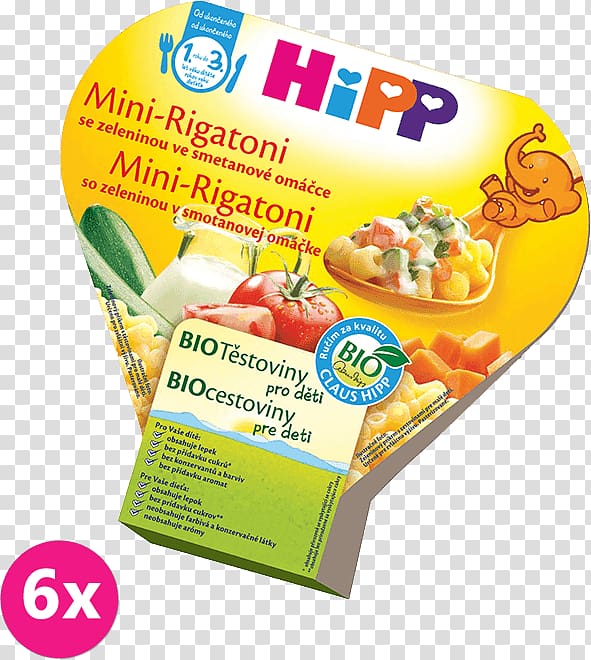 Vegetarian cuisine HiPP BIO Mini-Rigatoni se zeleninou 6x250g Convenience food Snack, rigatoni transparent background PNG clipart