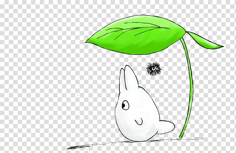 white animal under green leaf illustration, T-shirt Catbus Studio Ghibli Totoro Drawing, totoro transparent background PNG clipart