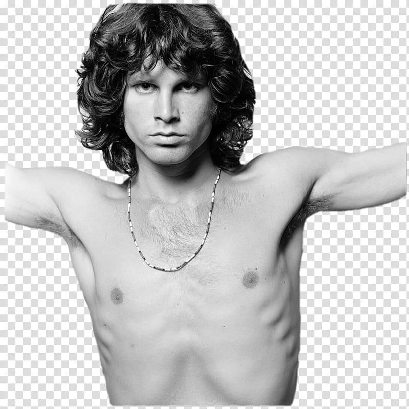 men's black hair, Jim Morrison Wearing Necklace transparent background PNG clipart