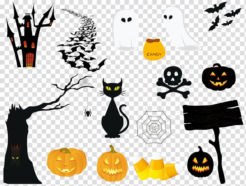 assorted-color Halloween stickers illustration, Icon, Halloween Collection transparent background PNG clipart