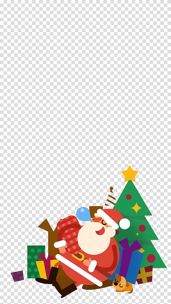 Santa Claus Christmas ornament Christmas tree Illustration, Flat cartoon Santa Claus transparent background PNG clipart