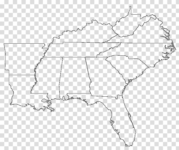 Southeastern United States East Coast of the United States Blank map, southeast transparent background PNG clipart