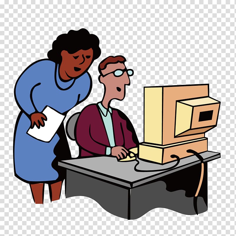 Computer , Take office computer man transparent background PNG clipart