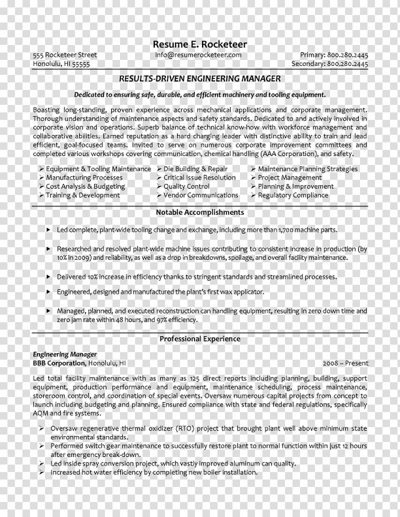Résumé Engineering Management Manufacturing engineering Civil Engineering, Resume Professional transparent background PNG clipart