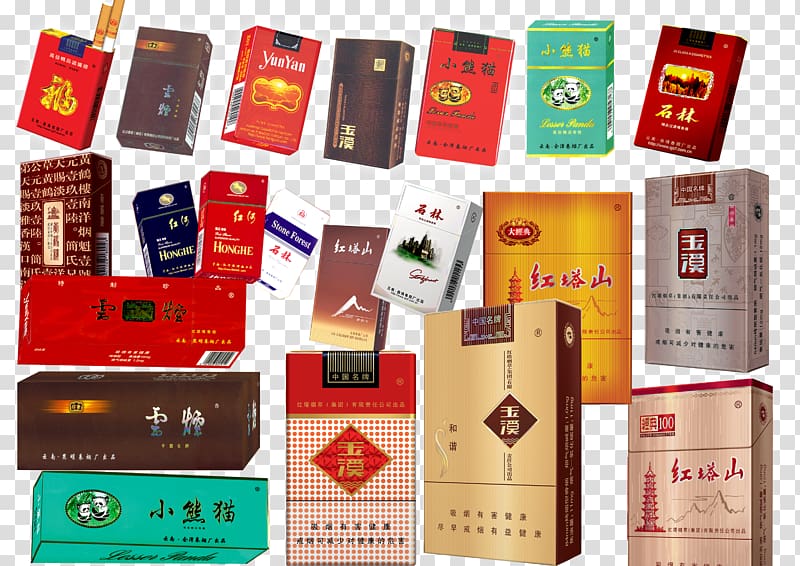 Paper Packaging and labeling Cigarette Chunghwa Box, Collection of cigarettes transparent background PNG clipart