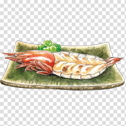 Okinawa Prefecture Sashimi Food Illustration, Lobster hand painting material transparent background PNG clipart
