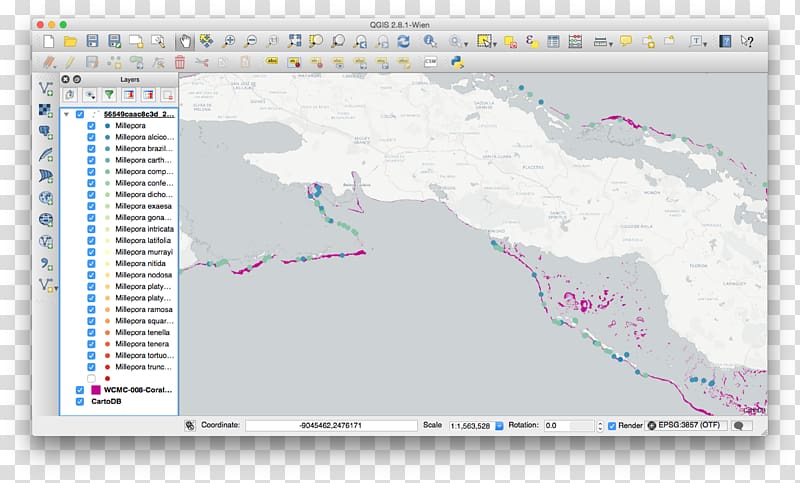 QGIS PostGIS Shapefile Geographic Information System Spatial reference system, delimiter transparent background PNG clipart