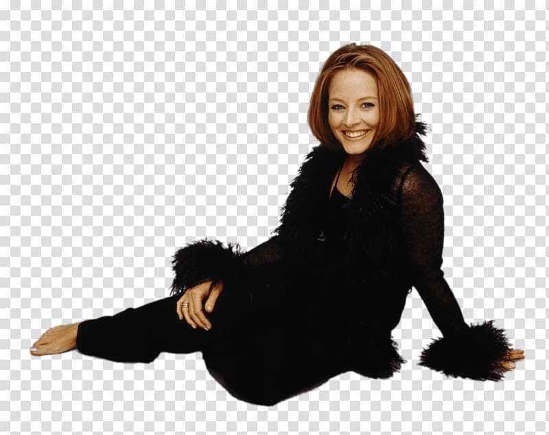 woman in black coat sitting on floor, Jodie Foster Sitting transparent background PNG clipart