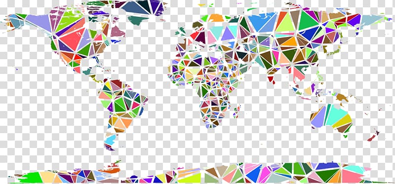Globe World map , color low polygon transparent background PNG clipart