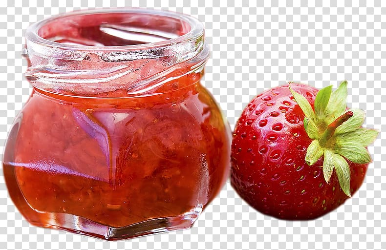 Strawberry Food Jar Jam, strawberry transparent background PNG clipart