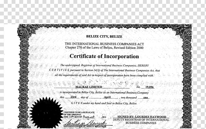 Belize Certificate of incorporation White Font, Lukoil transparent background PNG clipart