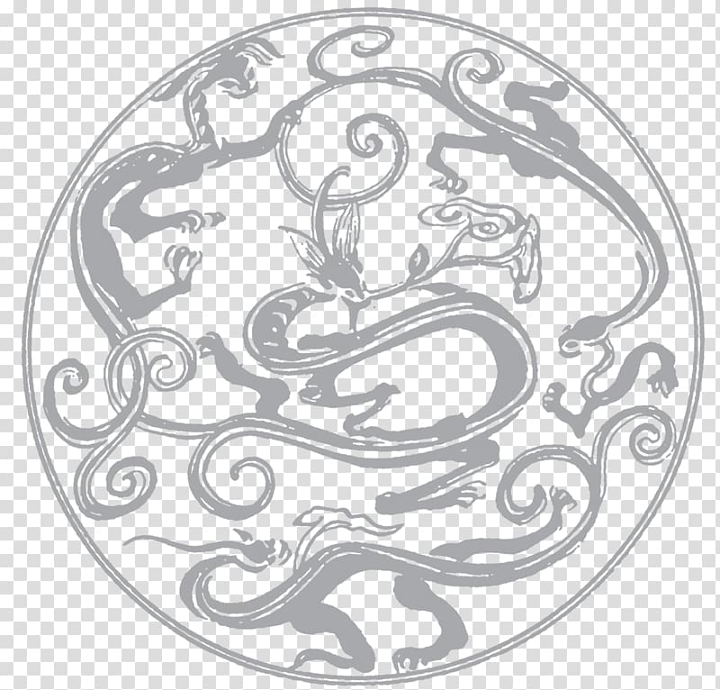 China Template Adobe Illustrator, Dragon decorative pattern transparent background PNG clipart