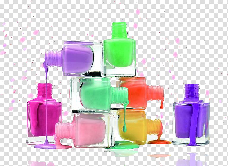 assorted-color paint bottle lot, Nail polish Gel nails Manicure Cosmetics, Dripping nail polish transparent background PNG clipart