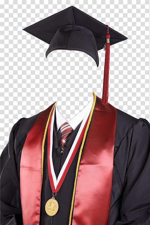 red and black academic suit, Robe Toga Square academic cap Graduation ceremony Dress, dress transparent background PNG clipart