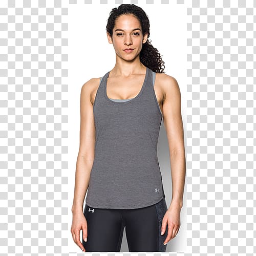 T-shirt Under Armour Women\'s Threadborne Streaker Mesh Run Tank Women\'s Under Armour Threadborne Mesh Tank Gray XS Polyester Nike, T-shirt transparent background PNG clipart