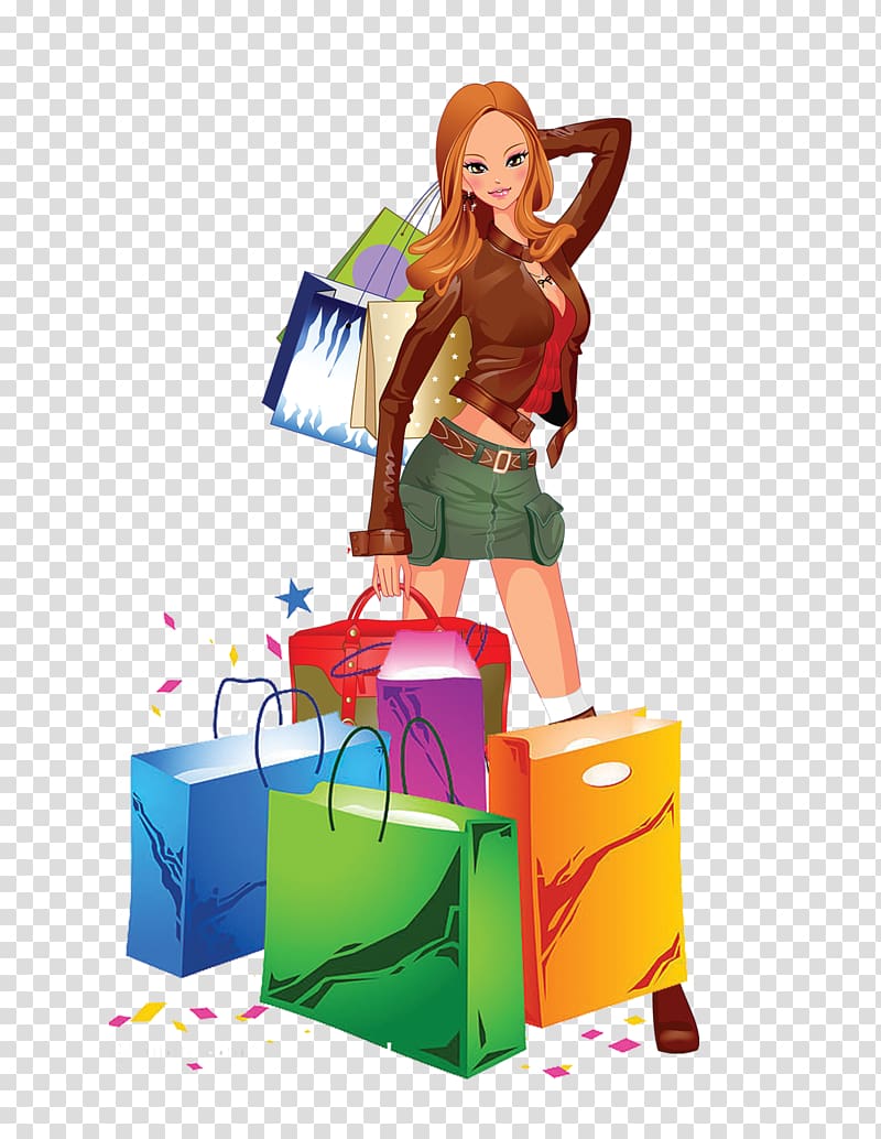 Sticker Wall decal Shopping, Shopping Girl transparent background PNG clipart