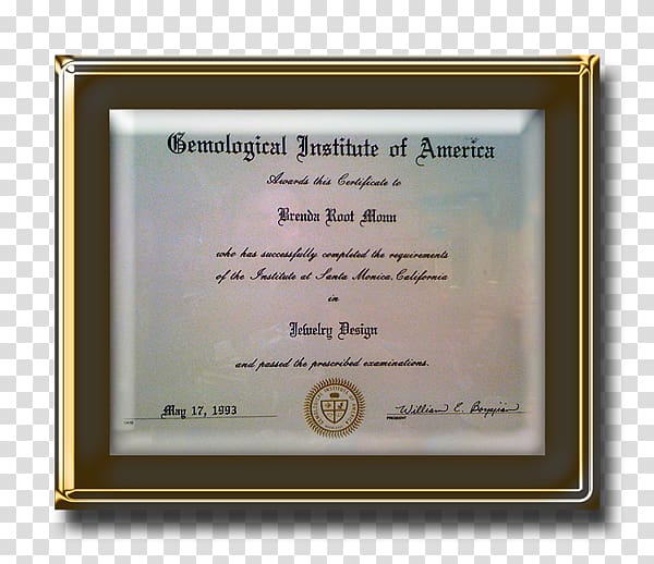 Diploma Frames Douglas Foshee, Gemological Institute Of America transparent background PNG clipart