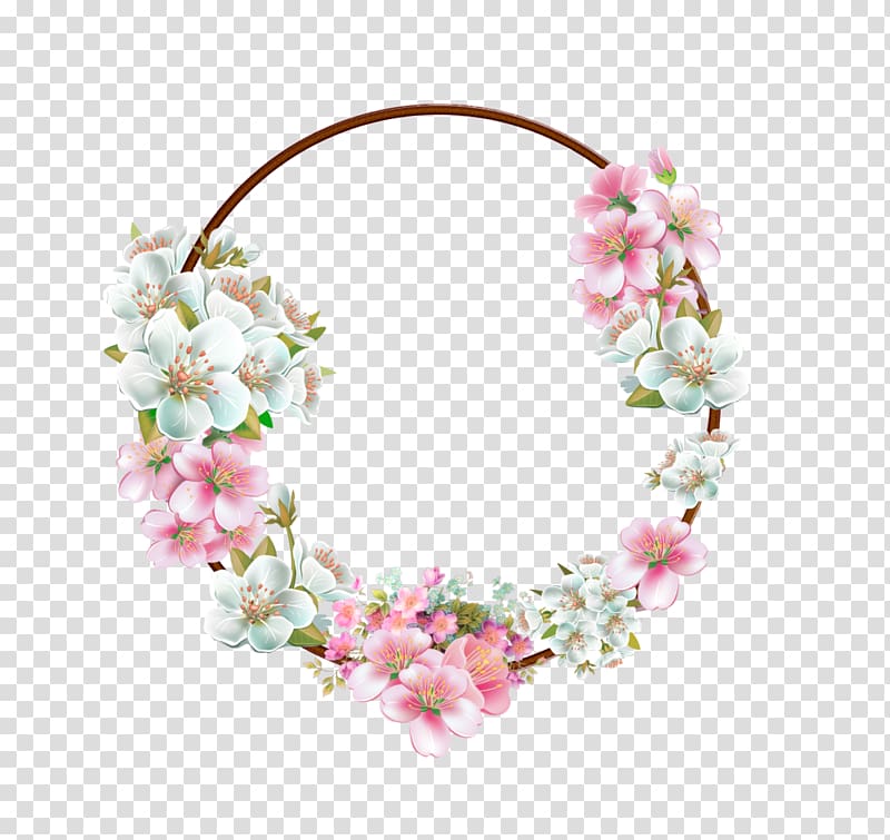 white and pink petaled floral wreath, frame Flower , White Flower Frame Pic transparent background PNG clipart