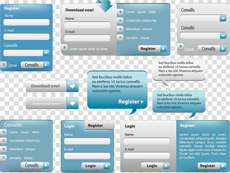 Form Web design Web template system Website, blue UI Window Toolkit transparent background PNG clipart