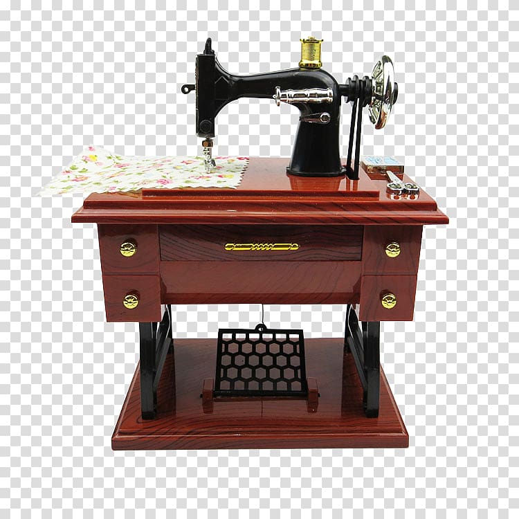 Sewing machine Music box Treadle Vintage clothing, Vintage sewing machine simulation transparent background PNG clipart