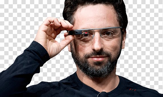 man wearing black shirt , Sergey Brin Google Glass transparent background PNG clipart