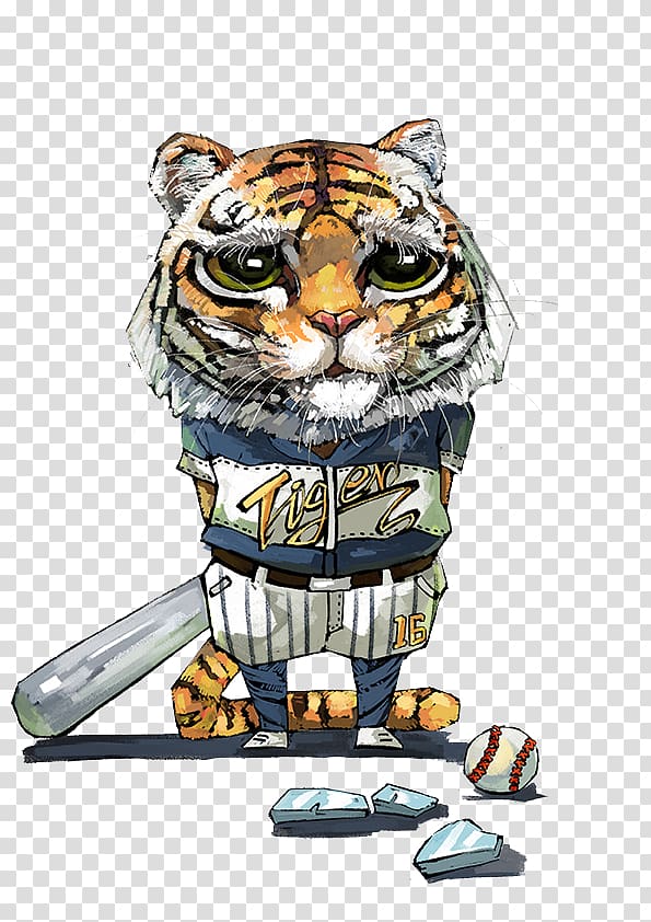 Tiger Cat Cartoon Illustration, Meng tiger transparent background PNG clipart
