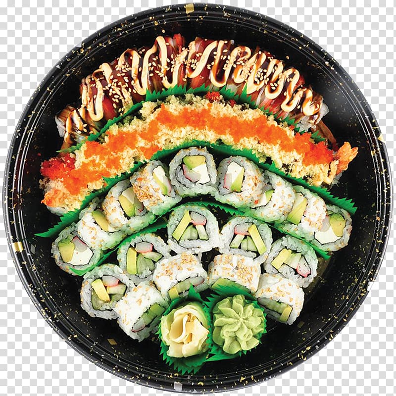 California roll Sushi Gimbap Vegetarian cuisine Food, Seafood Platter transparent background PNG clipart
