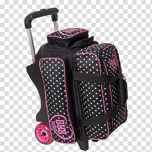 DV8 Diva Dots Double Roller Bag, Black/Pink/White Dots, Sport Specific Bags Polka dot Backpack Hand luggage, Pink Bowling Bag transparent background PNG clipart