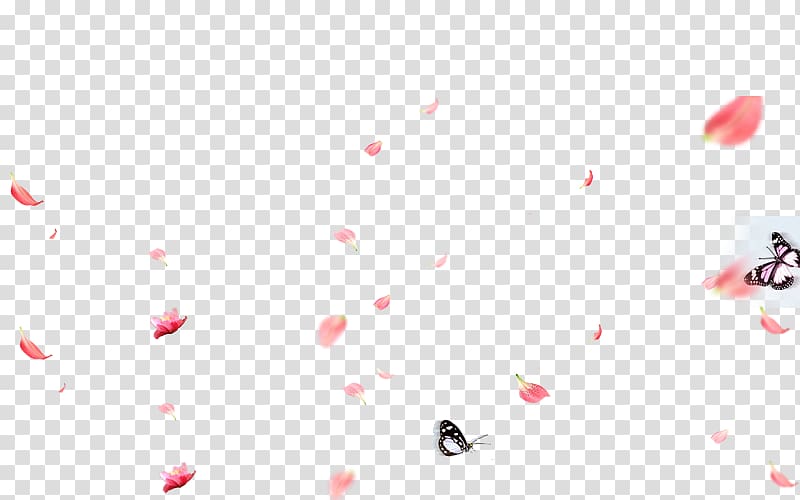 red petals and butterfly illustration, Petal Flower Pink, Flower fly butterfly dance transparent background PNG clipart