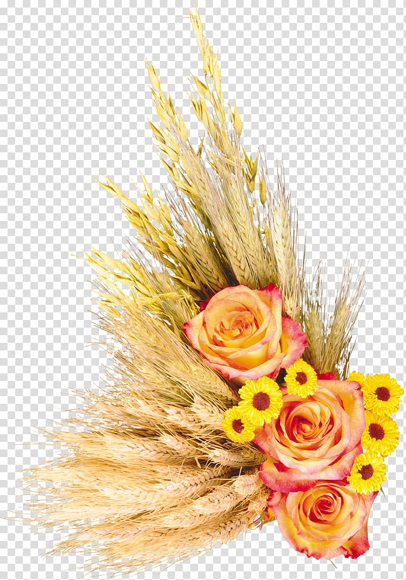 Flower bouquet Garden roses Ear , Wheat harvest transparent background PNG clipart