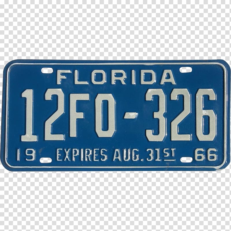 Vehicle License Plates Car Florida Motor vehicle registration, car transparent background PNG clipart