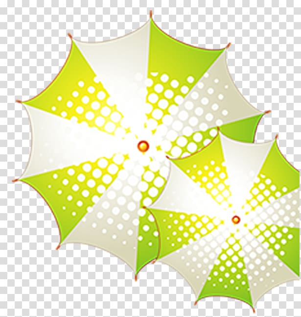 Yellow Leaf Umbrella Pattern, Green and fresh umbrella decorative patterns transparent background PNG clipart