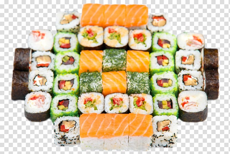 California roll Sushi Sashimi Gimbap Japanese Cuisine, Sushi platter transparent background PNG clipart