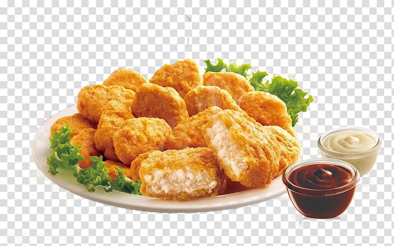 chicken nuggets with dip, Hamburger Chicken nugget Fast food KFC, Chicken nuggets and dips transparent background PNG clipart