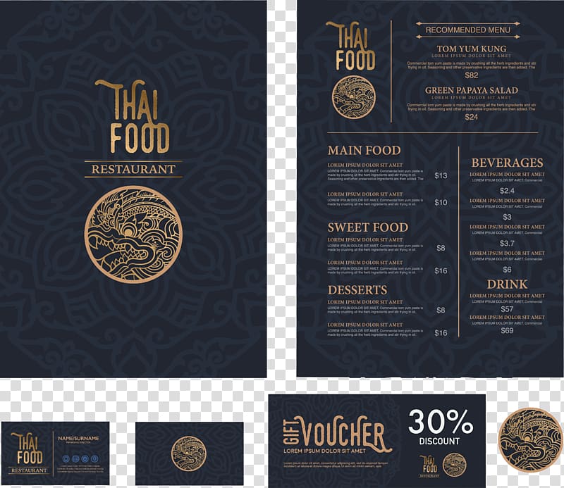Thai Food menu, Thai cuisine Menu Restaurant Bistro, Catering Menu transparent background PNG clipart