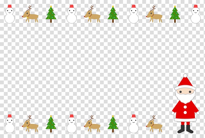 Santa Claus Christmas tree Snowman, simple frame transparent background PNG clipart