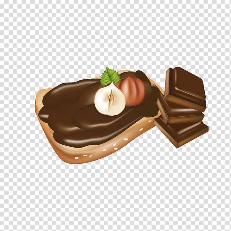 Toast Chocolate spread Bread, Chocolate nuts transparent background PNG clipart