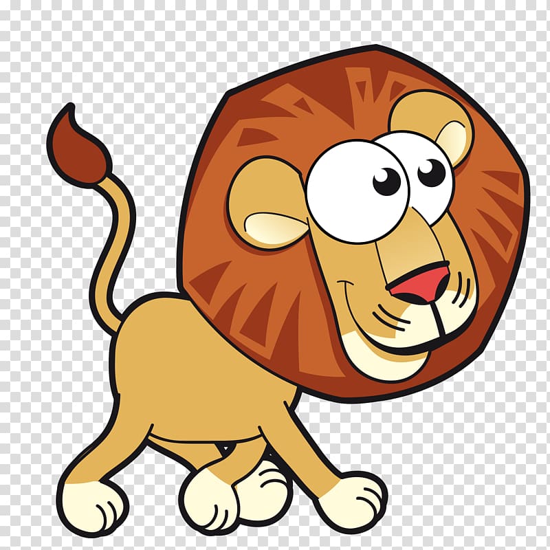 Lion Cartoon Animals Card , Cute cartoon lion transparent background PNG clipart