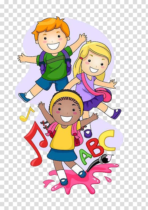 Child Pre-school Illustration, Way to school children, animated children illustration transparent background PNG clipart