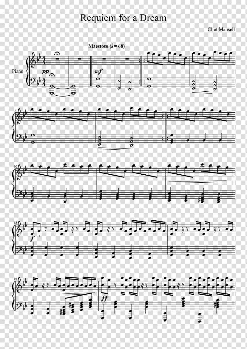 Hamilton Sheet Music Transcription Piano, Requiem For A Dream transparent background PNG clipart